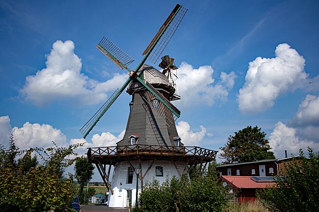 Emden in East Frisia - A beautifully restored windmill in the Larrelt district, built in 1732 and owned by the city since 1978