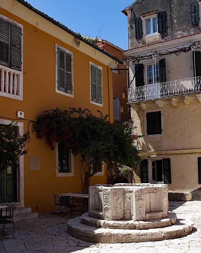 Corfu in Greece - Platia Kremasti with fountain in Kerkyra