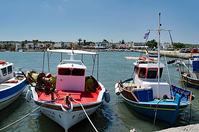 Kos in Greece - Fishing boats in the harbor of Mastichari