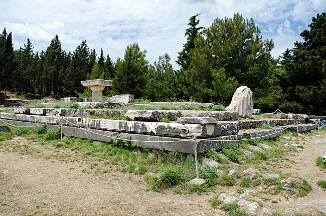 Kos in Greece - Asclepieion - Fragments of a Doric temple on the top level of the complex