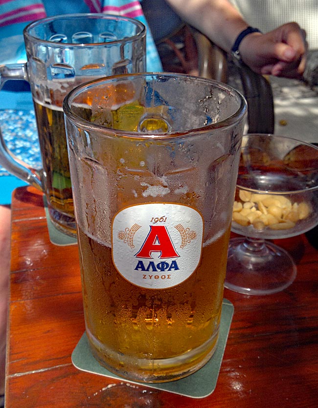 Kos Town in Greece - A cool Greek beer in the shade