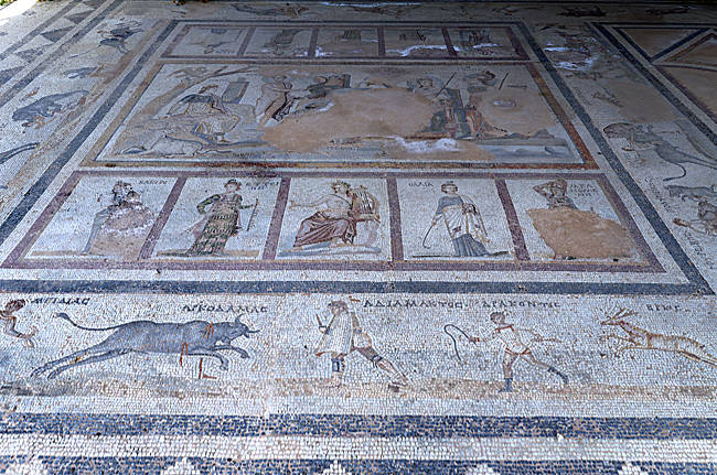 Kos Town in Greece - The largest mosaic on the Western Excavation site is covered by a roof
