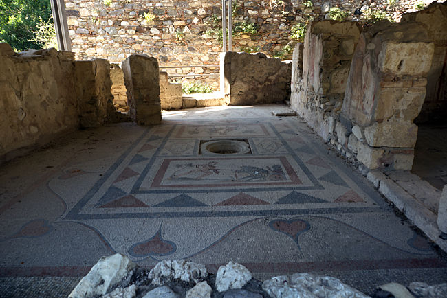 Kos Town in Greece - Mosaic on the Western Excavation site in the section along Odós Grigóriou E