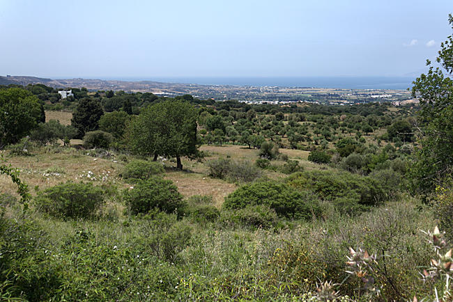 Kos in Greece - View of the landscape on the north coast from the mountains between the villages