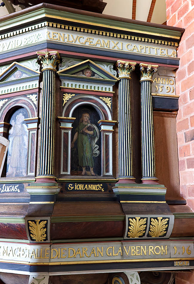 Rostock - Warnemünde - Restored Renaissance pulpit from 1591