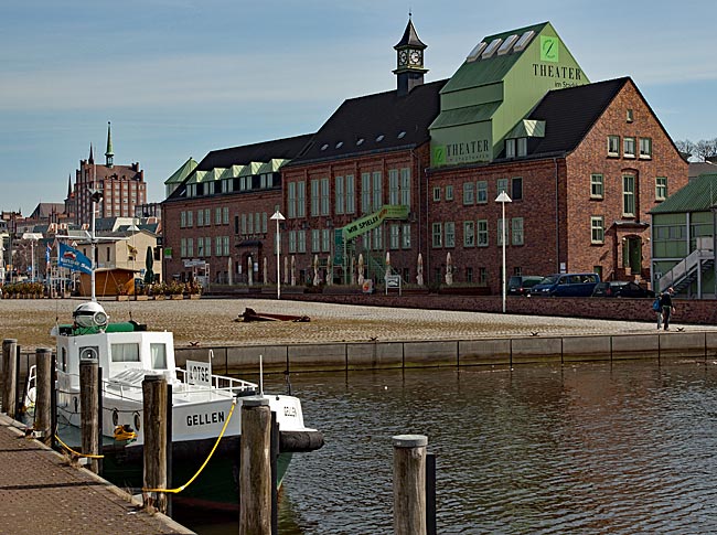 Rostock - View of the theater in the city harbor