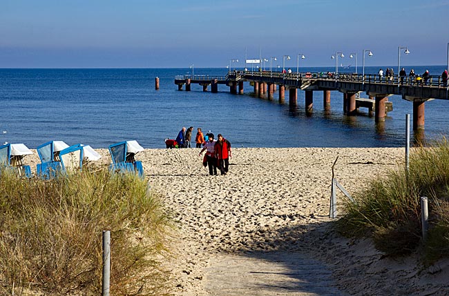 Rügen - View from the Amber Promenade onto the north beach and Göhren’s Seebrücke