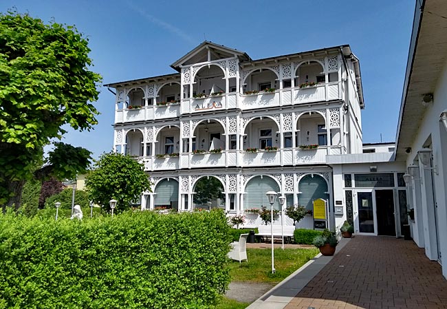 Göhren on Rügen Island - Resort Architecture on Poststraße: the hotel Alexa, one example among many