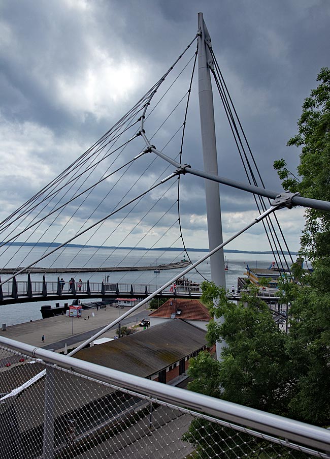 Sassnitz - Rügen - View of the suspension bridge under a cloudy sky