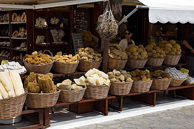 Greece - Symi - Sponges in various colors and sizes