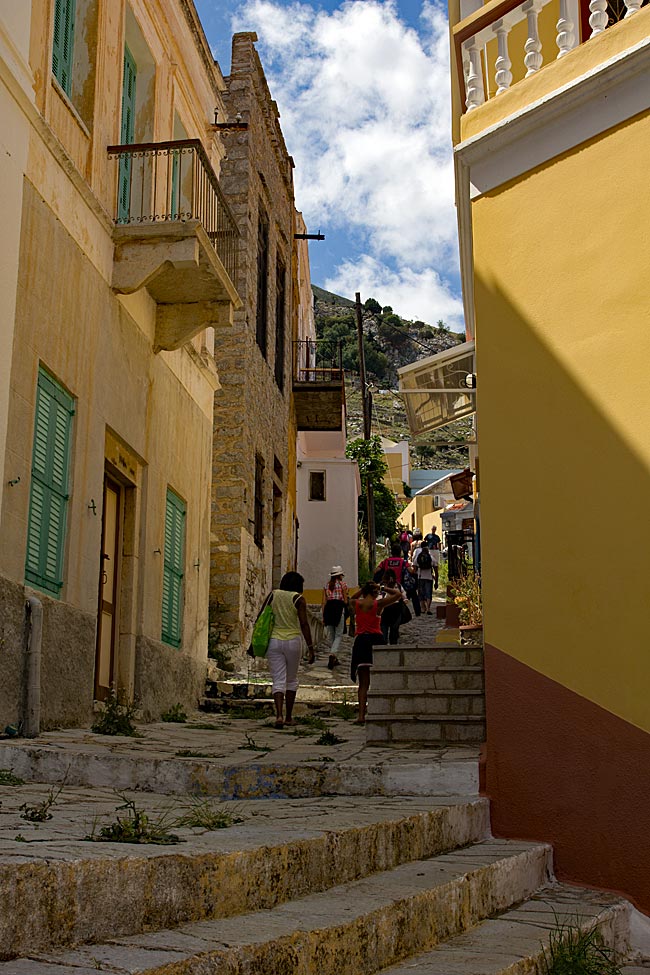 Greece - Symi - Up through small alleys into the town