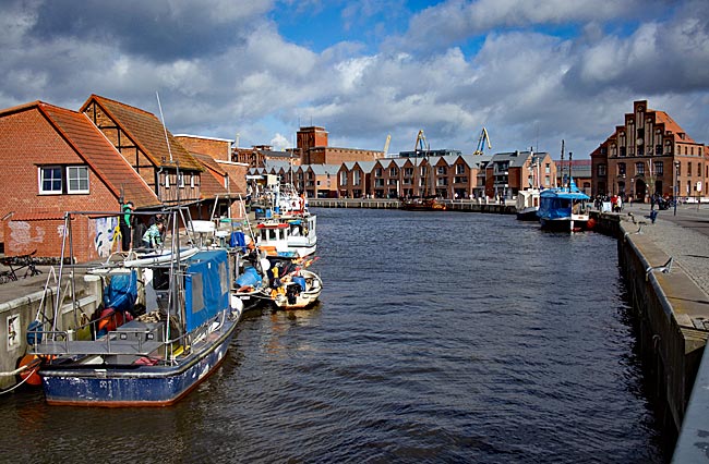Wismar - View into the Old Harbor, on the right the former customs house