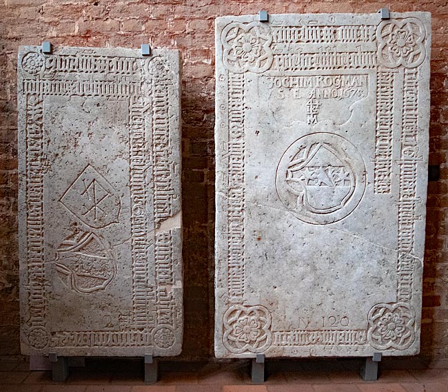 Wismar - Centuries-old grave slabs in St. Georgen church