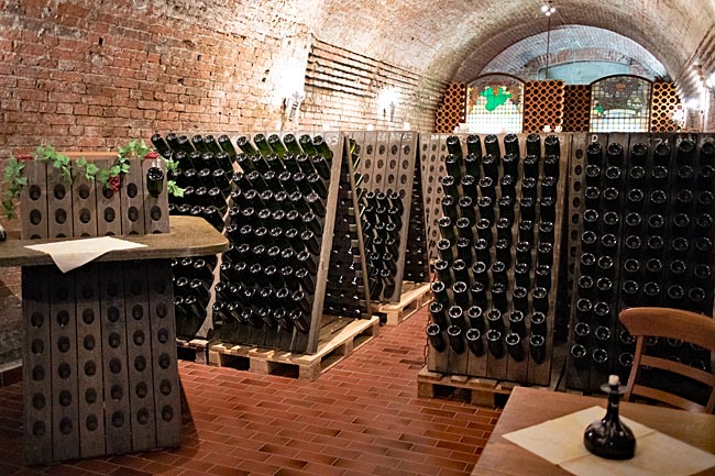 Wismar - Storage of Sekt Bottles in the Old Vault of Hanse Sektkellerei