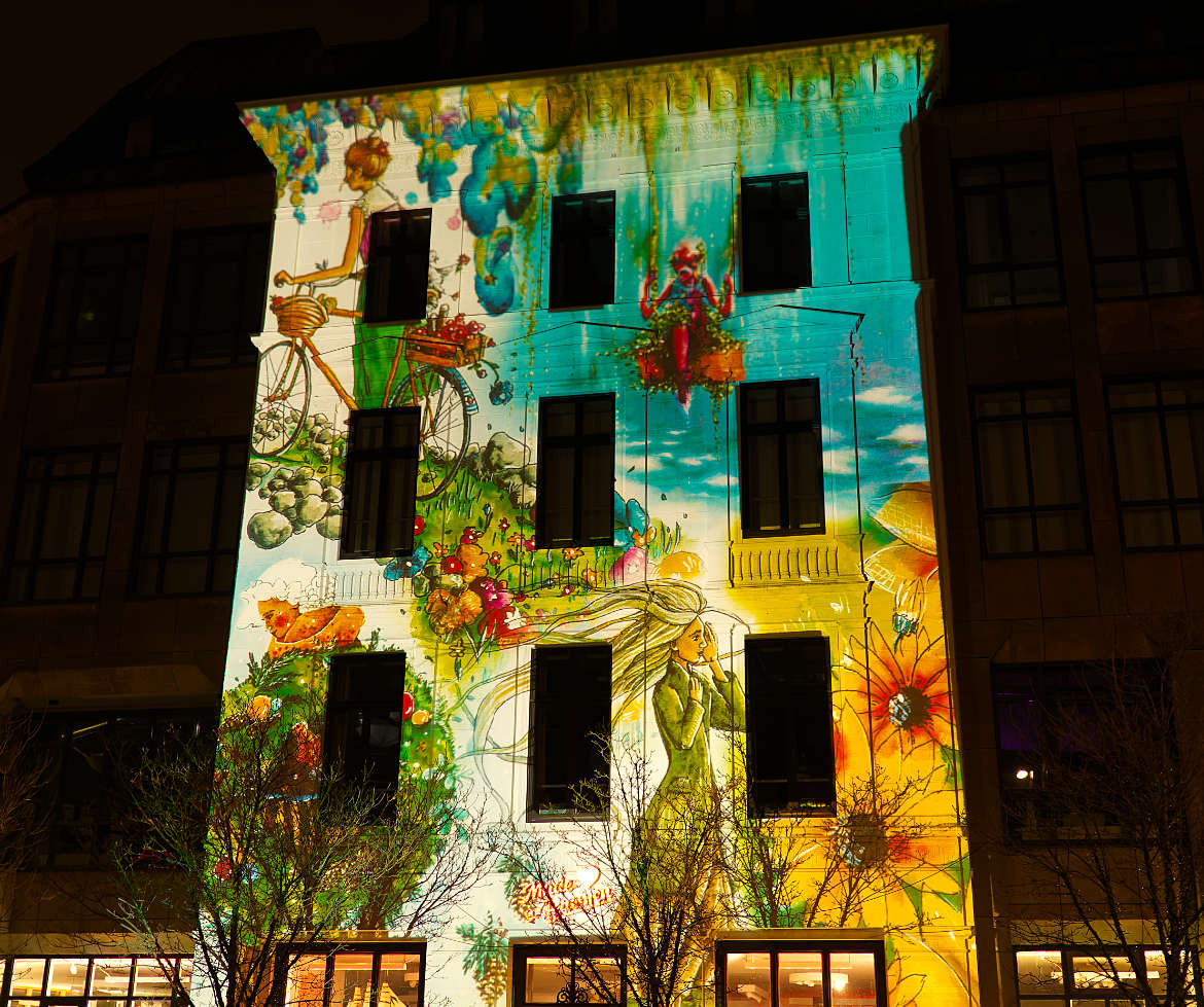 Domshof - Lichter der City - Gebäude Made in Bremen, Künstlerin Elisabeth Wächter - Bremen sehenswert