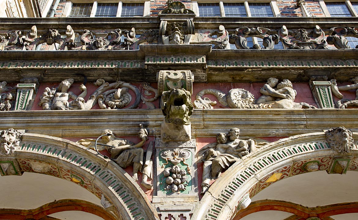 Detailansicht des historischen Rathauses, UNESCO-Weltkulturerbe am Marktplatz - Bremen sehenswert