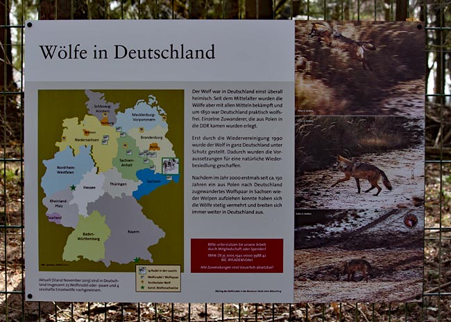 Infotafel im Wolfcenter Dörverden bei Verden an der Aller